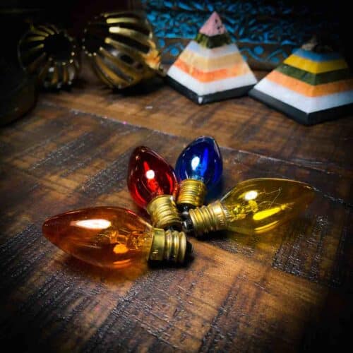 Color Bulbs for Crystal Lamps with Pyramids