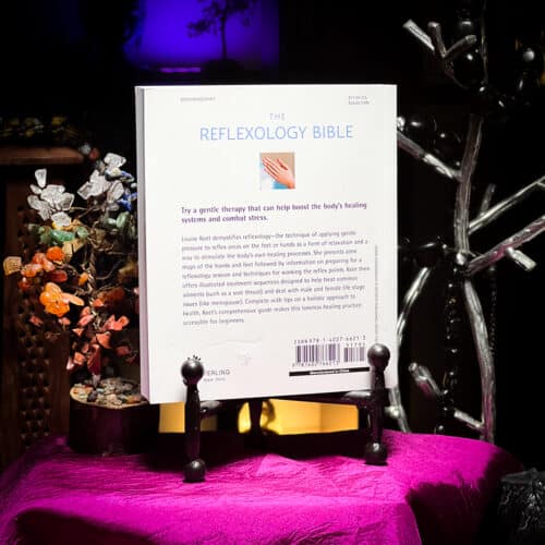 back cover of the reflexogy bible for sale at the om shoppe in sarasota florida