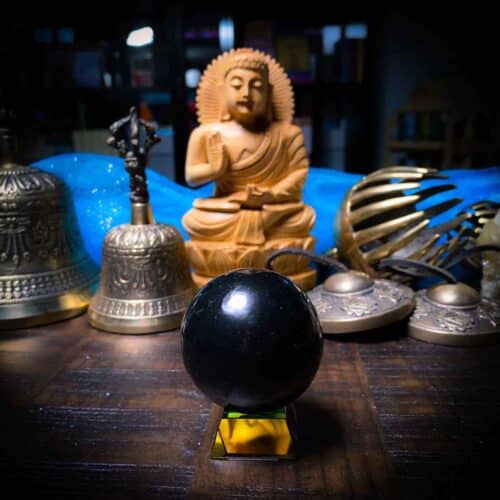 Shungite sphere buddha