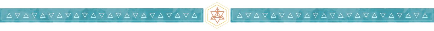 teal triangle page divider with orange merkaba in the middle