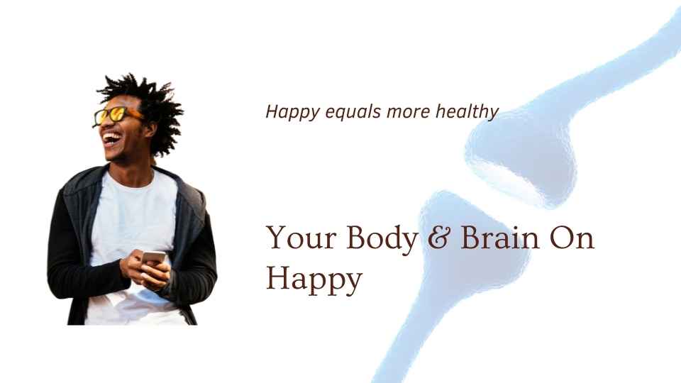 man laughing blog cover saying your body an brain on happy a blog by the om shoppe in sarasota florida