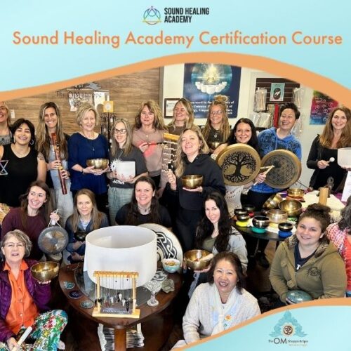 Sound Healing Academy Certification Clases showing graduation class at The OM Shoppe in sarasota florida