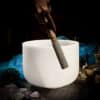 Crystal Singing Bowl Wooden Suede and Rubber Mallet