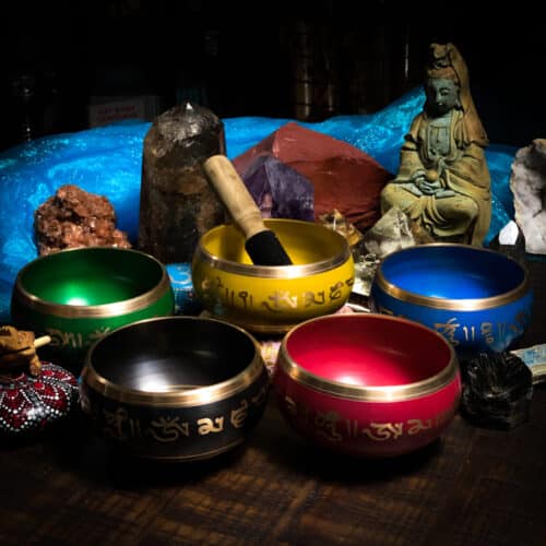 MACHINE MADE COLORED 5 INCH METAL SINGING BOWLS
