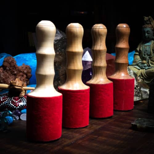 Tibetan Singing Bowl Heavy Mallet Red Velvet and wood