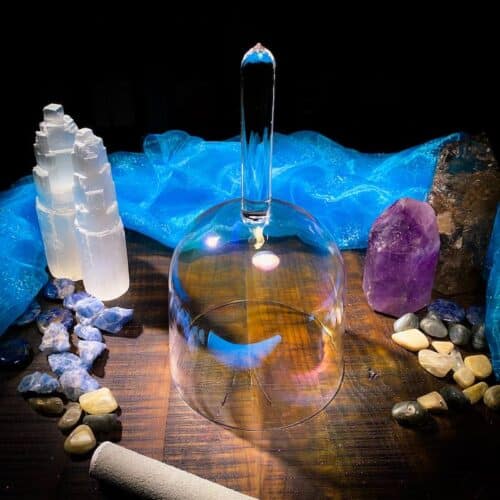 Rainbow handle crystal alchemy singing bowl with mallet