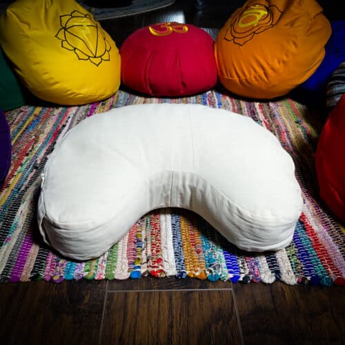 White crescent zafu meditation pillow