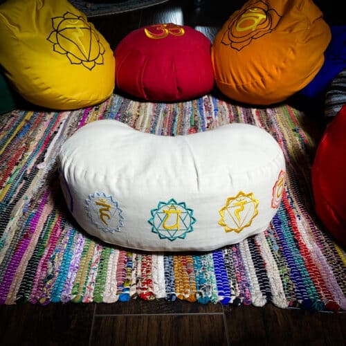 White crescent zafu meditation pillow