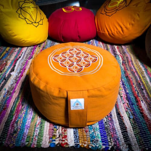 Orange Flower of Life Zafu Meditation Pillow
