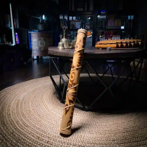 24" long Indonesian Rainstick standing upright for sound baths