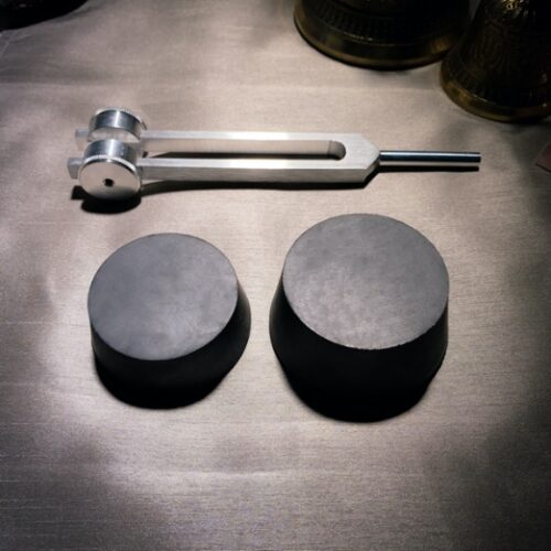 small and large black tuning fork activators with weighted tuning fork