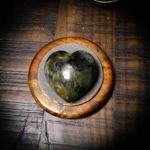 Labradorite Heart for meditation, close up