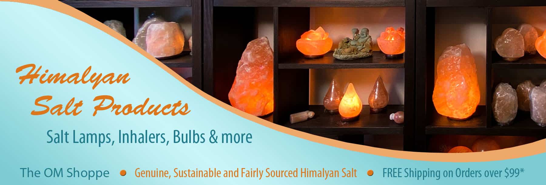 The OM Shoppe Himalayan Salt Lamps, bulbs, inhalers, and other salt products