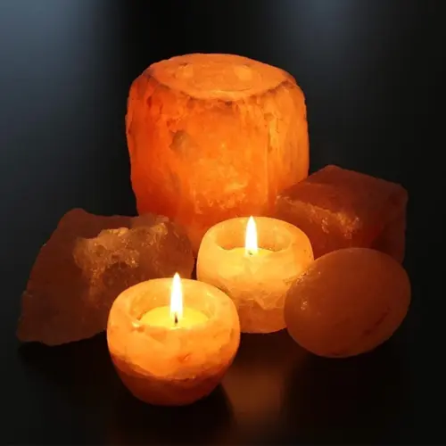 THEOMSHOPPE CSB Natural Shaped Himalayan Salt Candle Holder- Tea Light Candles