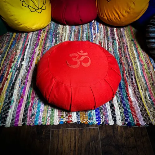 THEOMSHOPPE CSB Zafu Round OM Meditation Pillow- Red