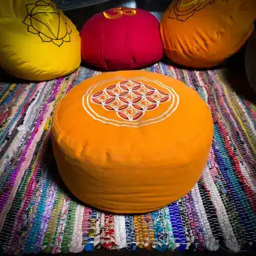 THEOMSHOPPE CSB Zafu Round Meditation Pillow – Orange Flower of Life