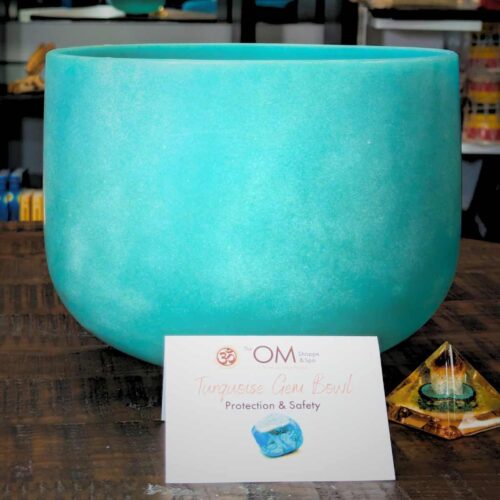 Turquoise Crystal Singing Bowls 10 Inch For Sale at The OM Shoppe in Sarasota Florida
